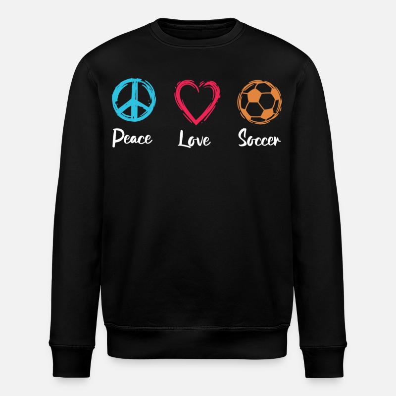 Frieden Liebe Fußball - Stanley/Stella Unisex Bio-Sweatshirt ROLLER - Schwarz