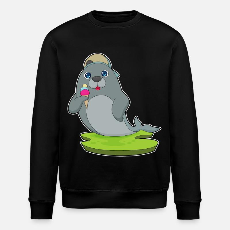 Seehund Waffeleis - Stanley/Stella Unisex Bio-Sweatshirt ROLLER - Schwarz