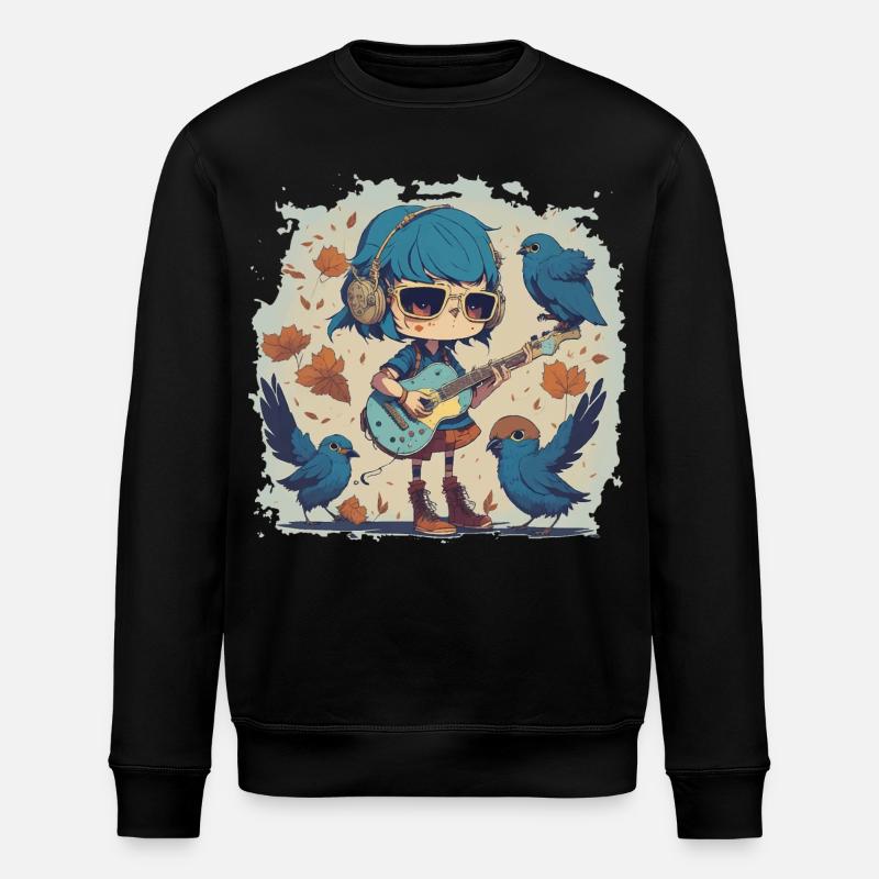 Mädchen mit Gitarre im Herbst - Stanley/Stella Unisex Bio-Sweatshirt ROLLER - Schwarz