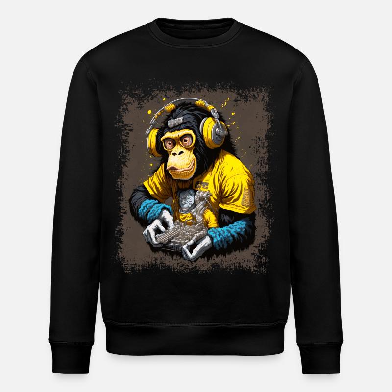 DJ Monkey - Stanley/Stella ROLLER Unisex Organic Sweatshirt - black