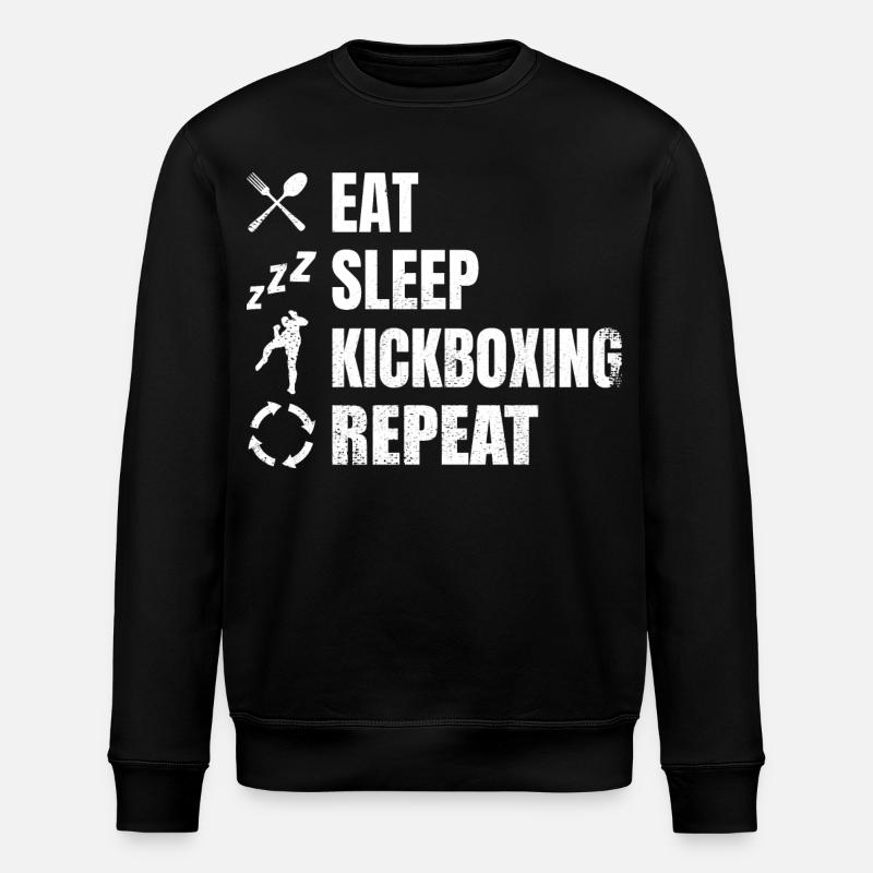 Eating, sleeping, kickboxing, repeating - Stanley/Stella ROLLER Unisex Organic Sweatshirt - black