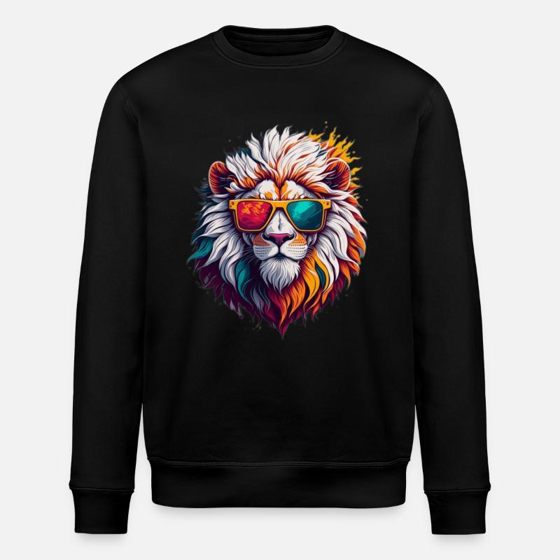 Lion à lunettes de soleil néon - Sweat bio ROLLER Stanley/Stella Unisexe - noir