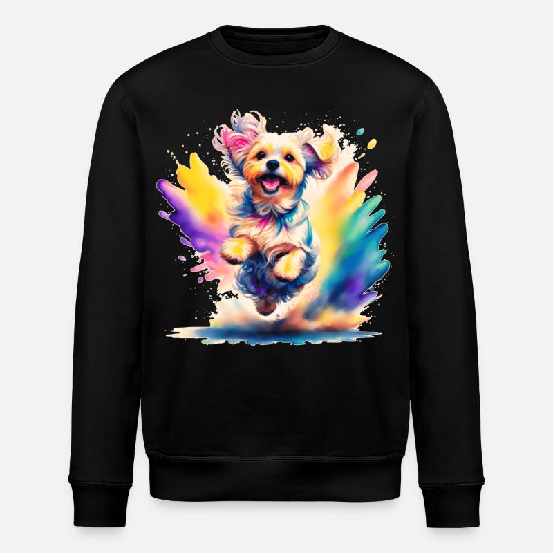 Malteserwelpe springt - Stanley/Stella Unisex Bio-Sweatshirt ROLLER - Schwarz