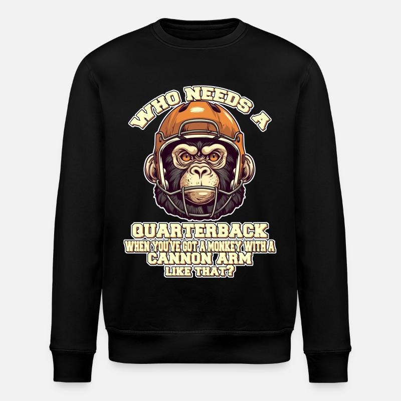Motivating Quaterback Monkey - Stanley/Stella ROLLER Unisex Organic Sweatshirt - black