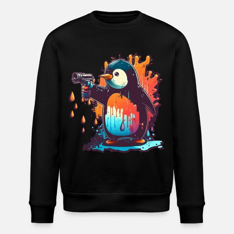 Penguin with pulled kolt - Stanley/Stella ROLLER Unisex Organic Sweatshirt - black