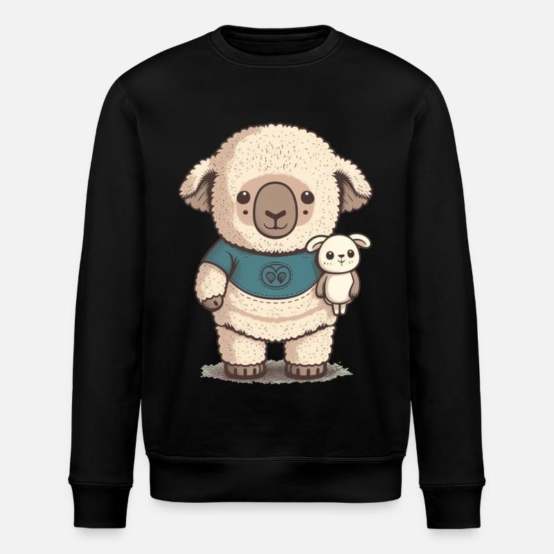 Verschlafenes Schaf mit Kuscheltier - Stanley/Stella Unisex Bio-Sweatshirt ROLLER - Schwarz