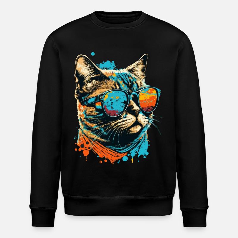 Chat avec des lunettes de soleil - Sweat bio ROLLER Stanley/Stella Unisexe - noir