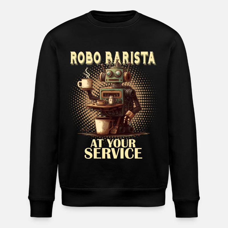 Robobarista Kaffee kochender Roboter - Stanley/Stella Unisex Bio-Sweatshirt ROLLER - Schwarz