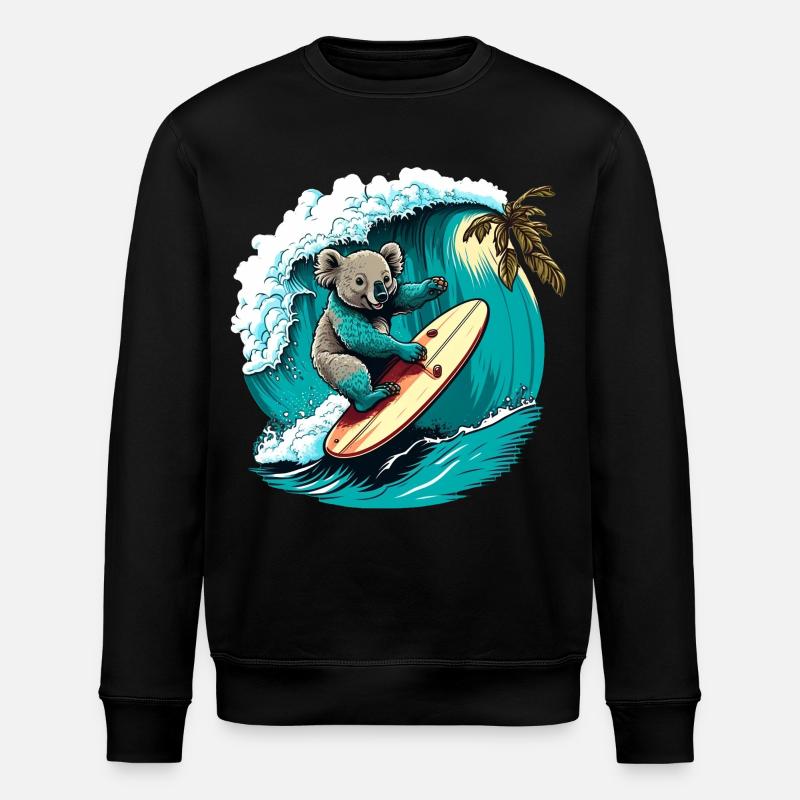 Koala s’amuse à surfer - Sweat bio ROLLER Stanley/Stella Unisexe - noir