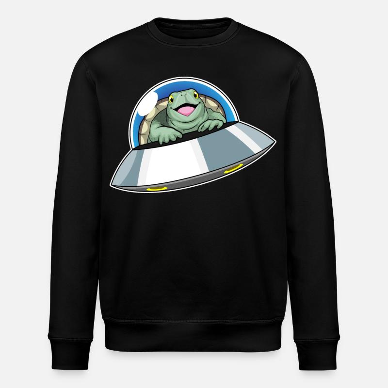 Turtle Spaceship Space - Stanley/Stella ROLLER Unisex Organic Sweatshirt - black
