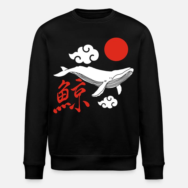 Weißer Wal und rote Sonne - Stanley/Stella Unisex Bio-Sweatshirt ROLLER - Schwarz