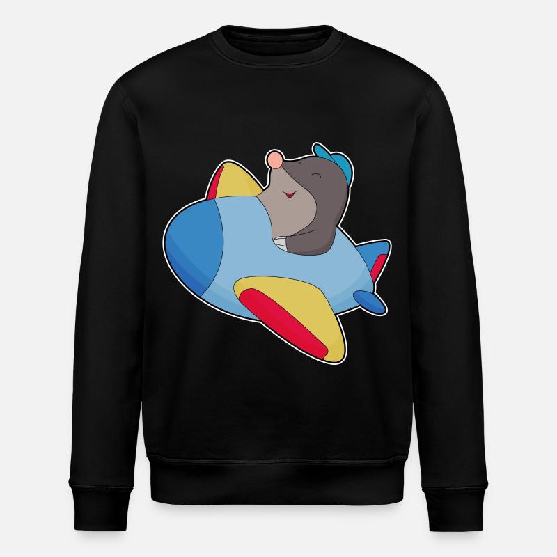 Maulwurf Pilot Flugzeug - Stanley/Stella Unisex Bio-Sweatshirt ROLLER - Schwarz