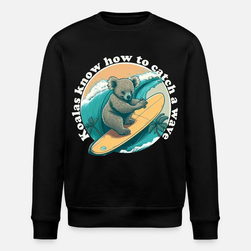 Catch a wave Koalabaer - Stanley/Stella ROLLER Unisex Organic Sweatshirt - black