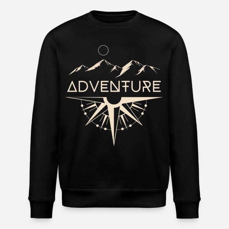Adventure Mountains Compass - Stanley/Stella ROLLER Unisex Organic Sweatshirt - black