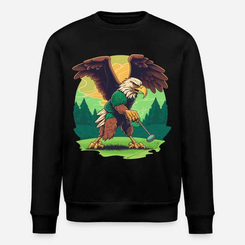 Golf-playing eagle - Stanley/Stella ROLLER Unisex Organic Sweatshirt - black