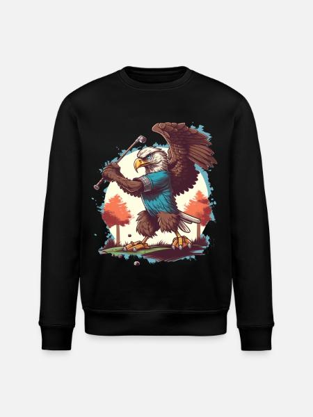 Eagle swings the golf club - Stanley/Stella ROLLER Unisex Organic Sweatshirt - black