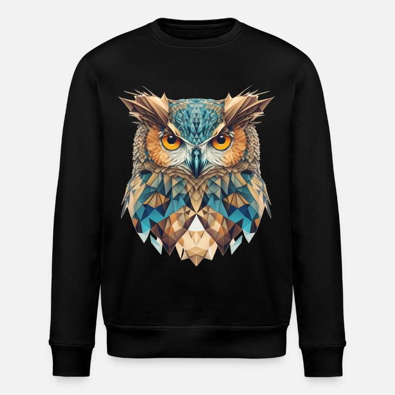 Geometrischer Eulenkopf - Stanley/Stella Unisex Bio-Sweatshirt ROLLER - Schwarz