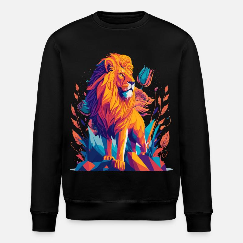 Majestätischer Löwe Polygon - Stanley/Stella Unisex Bio-Sweatshirt ROLLER - Schwarz