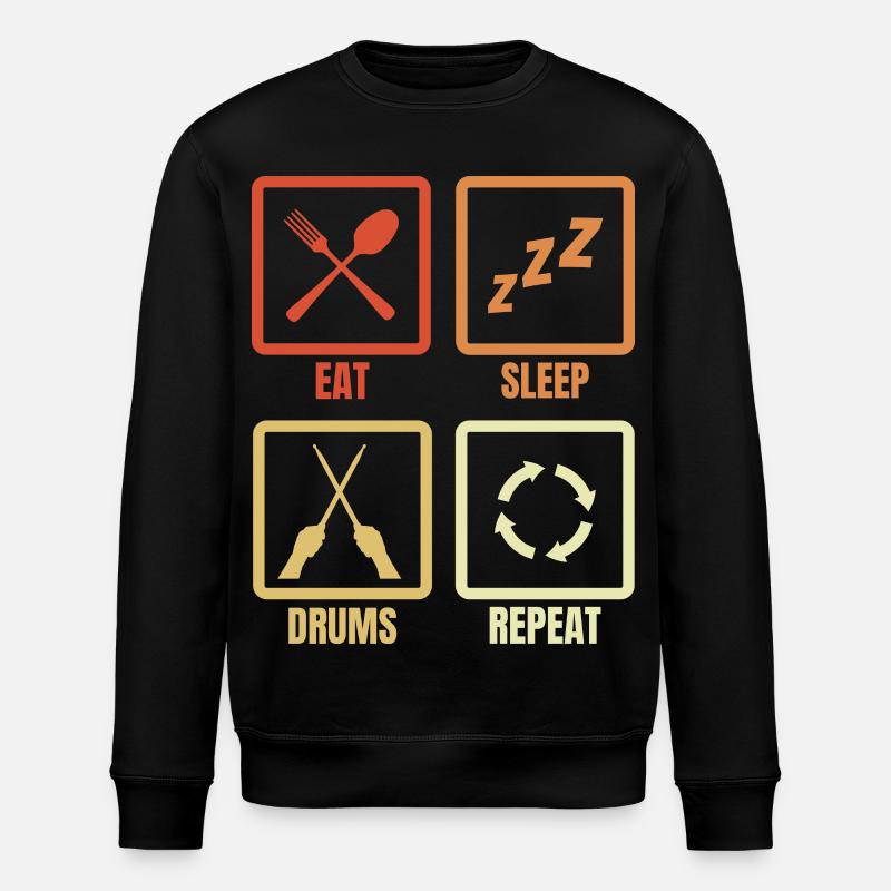 Essen Schlafen Schlagzeug Wiederholen - Stanley/Stella Unisex Bio-Sweatshirt ROLLER - Schwarz