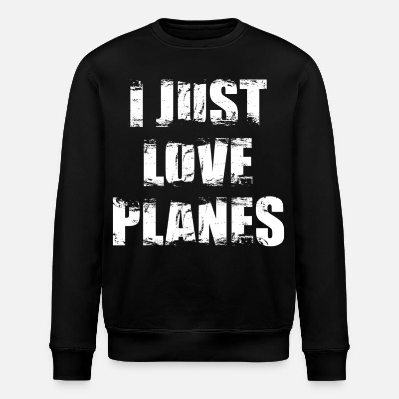 I love airplanes - Stanley/Stella ROLLER Unisex Organic Sweatshirt - black