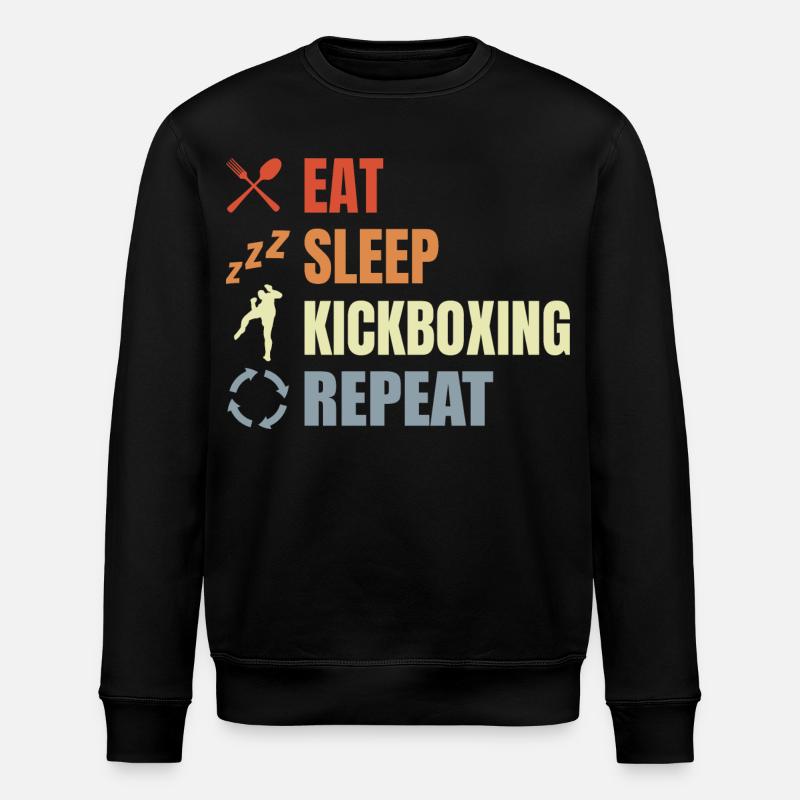 Eat Sleep Kickbox Repeat - Stanley/Stella ROLLER Unisex Organic Sweatshirt - black