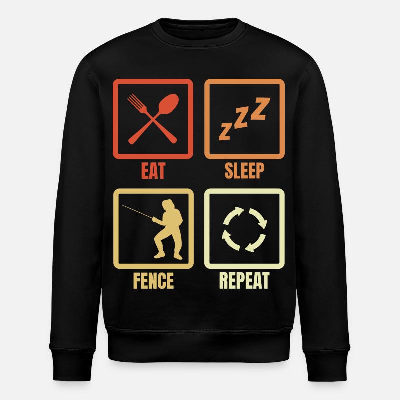 Manger, dormir, escrimer, répéter - Sweat bio ROLLER Stanley/Stella Unisexe - noir