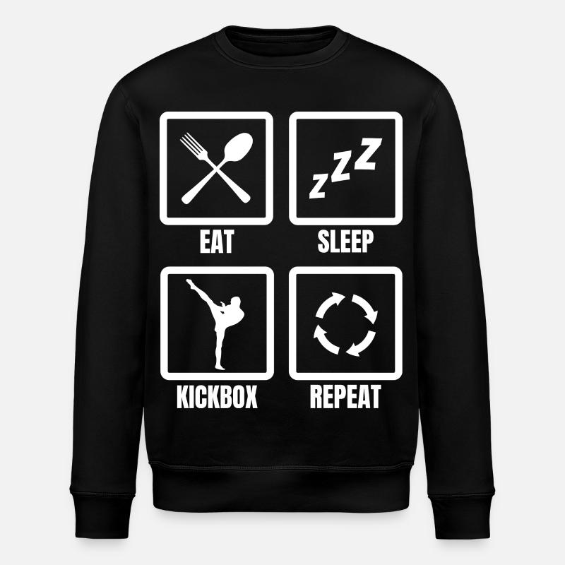 Eat Sleep Kickbox Repeat - Stanley/Stella Unisex Bio-Sweatshirt ROLLER - Schwarz