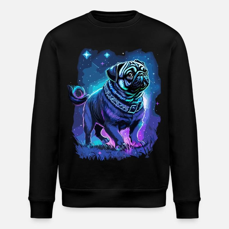 Mops Hund Mitternachtszauber - Stanley/Stella Unisex Bio-Sweatshirt ROLLER - Schwarz