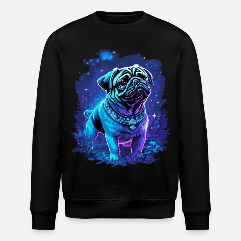 Mystischer süßer Mops Hund - Stanley/Stella Unisex Bio-Sweatshirt ROLLER - Schwarz