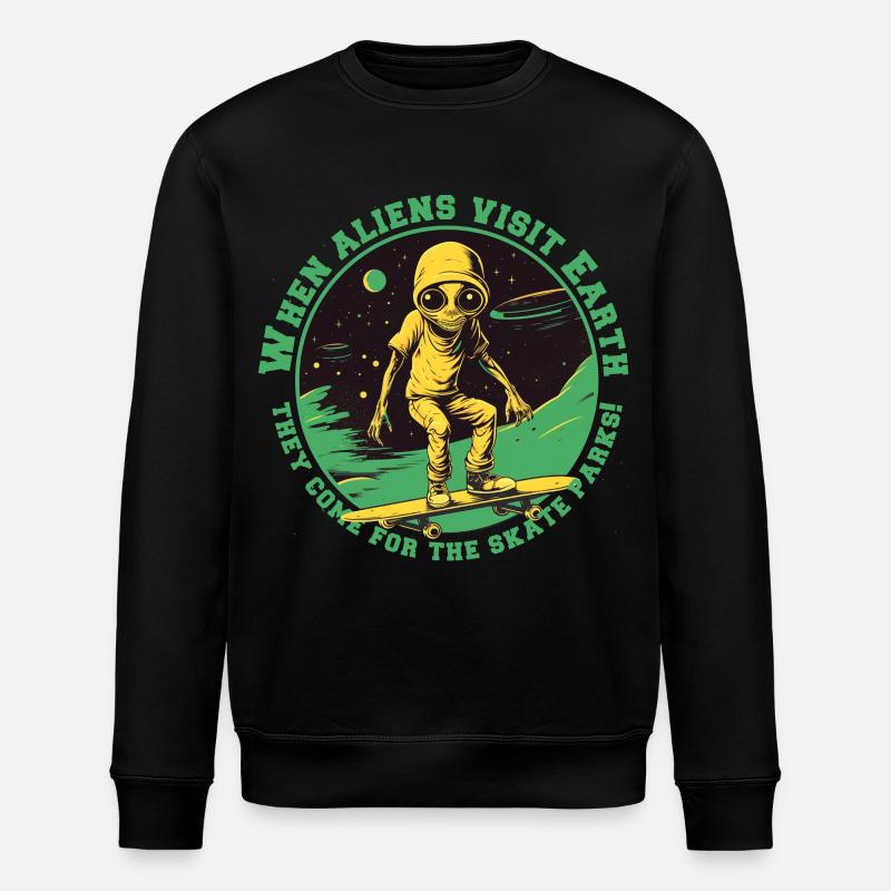 Skaterals dans l’espace avec lettrage - Sweat bio ROLLER Stanley/Stella Unisexe - noir