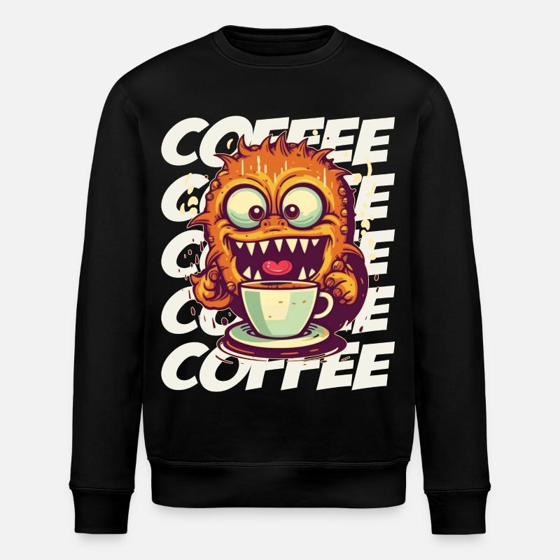 Kaffeemonster mit Schriftzug - Stanley/Stella Unisex Bio-Sweatshirt ROLLER - Schwarz