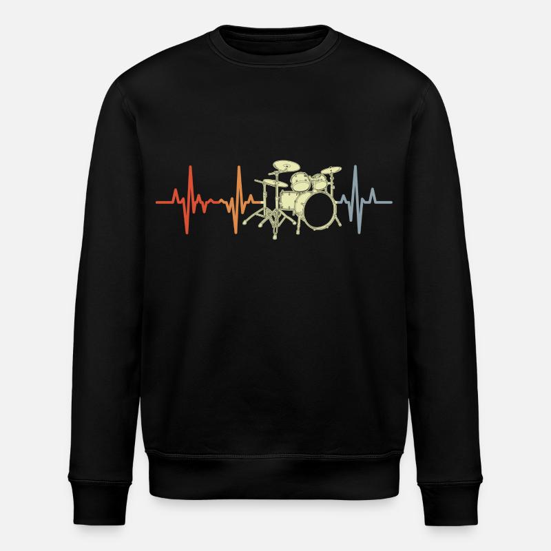 Drummer ECG Heart palpitations - Stanley/Stella ROLLER Unisex Organic Sweatshirt - black