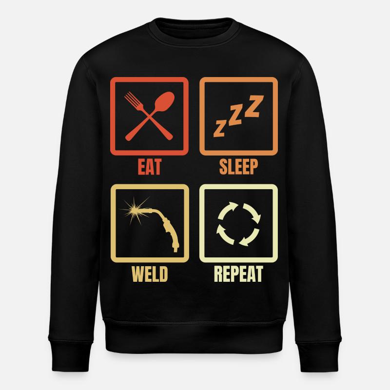 Eat Sleep Weld Repeat - Stanley/Stella Unisex Bio-Sweatshirt ROLLER - Schwarz