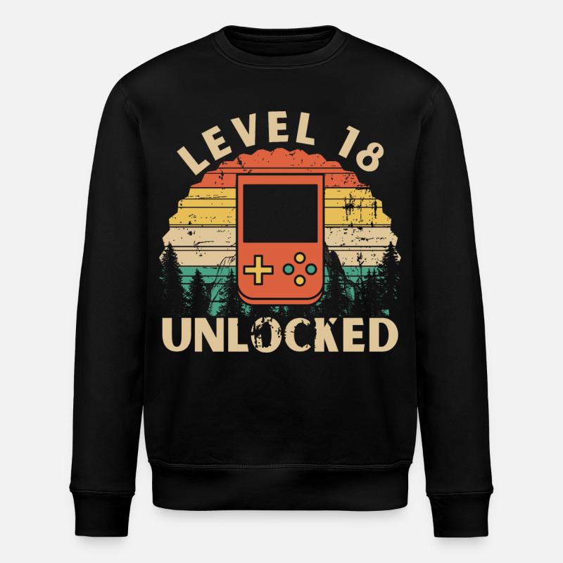 Level 18 Unlocked - Stanley/Stella ROLLER Unisex Organic Sweatshirt - black