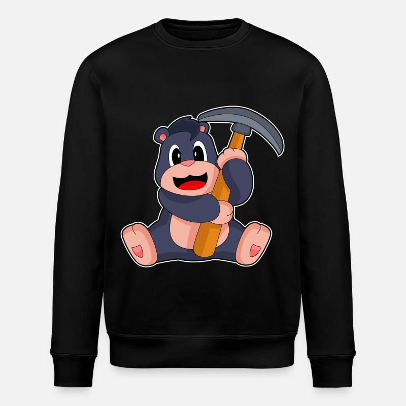 Maulwurf Bergarbeiter Spitzhacke - Stanley/Stella Unisex Bio-Sweatshirt ROLLER - Schwarz