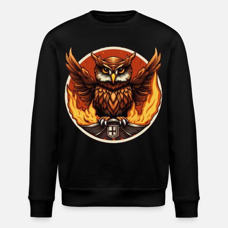 Le hibou gardien du feu - Sweat bio ROLLER Stanley/Stella Unisexe - noir