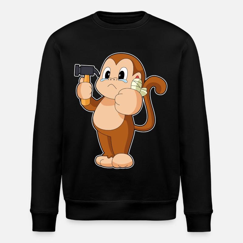 Affe Handwerker Hammer - Stanley/Stella Unisex Bio-Sweatshirt ROLLER - Schwarz