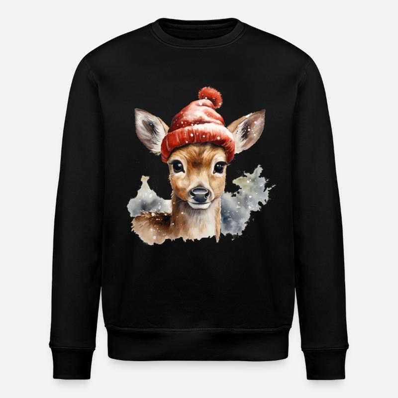 Rehkitz mit Mütze - Stanley/Stella Unisex Bio-Sweatshirt ROLLER - Schwarz