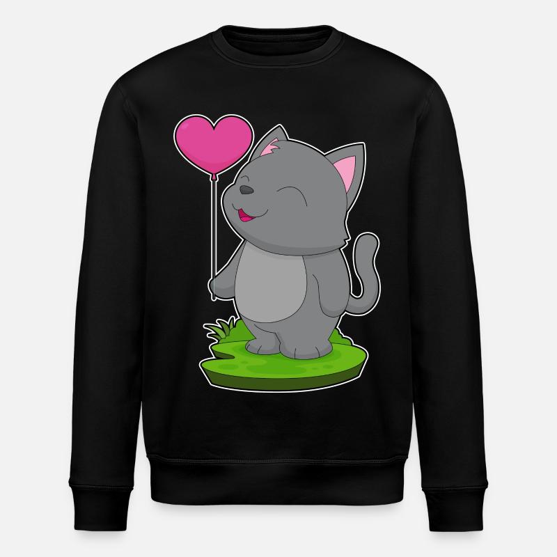Cat Balloon - Stanley/Stella ROLLER Unisex Organic Sweatshirt - black