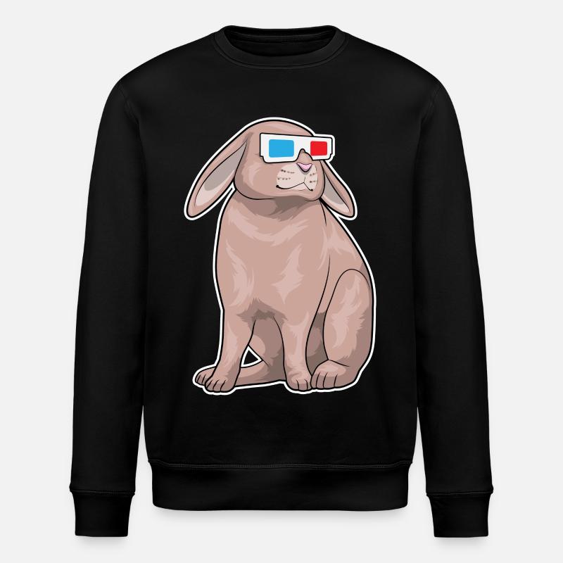 Hase Brille - Stanley/Stella Unisex Bio-Sweatshirt ROLLER - Schwarz