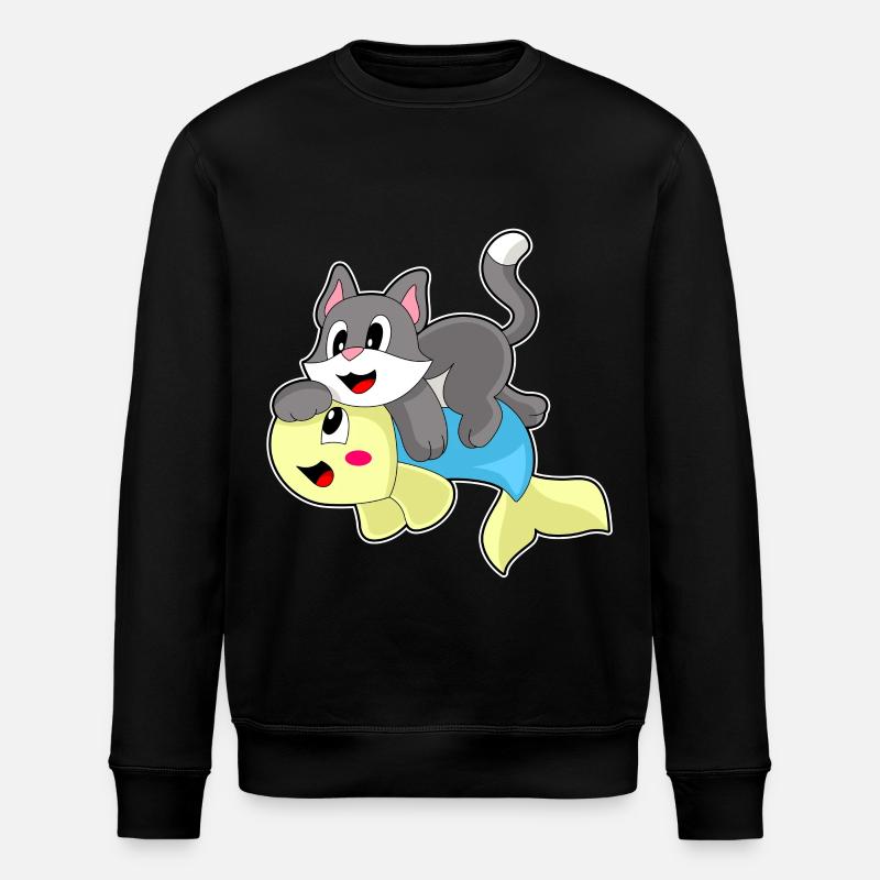 Katze Fisch - Stanley/Stella Unisex Bio-Sweatshirt ROLLER - Schwarz