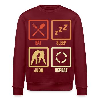 Eat Sleep Judo Repeat - Stanley/Stella ROLLER Unisex Organic Sweatshirt - burgundy - Front - Nik (191cm)