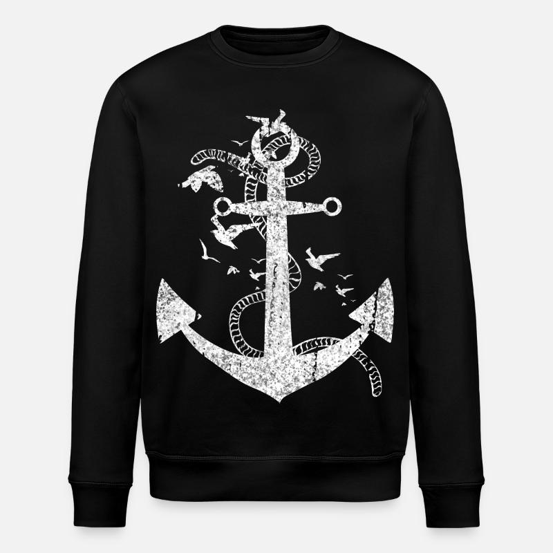 Distressed Anchor Maritime Design - Stanley/Stella Unisex Bio-Sweatshirt ROLLER - Schwarz