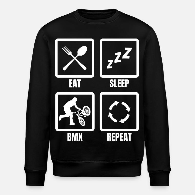 Eat Sleep BMX Repeat - Stanley/Stella ROLLER Unisex Organic Sweatshirt - black