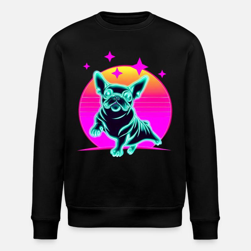 Bulldog français Synthwave Frenchie - Sweat bio ROLLER Stanley/Stella Unisexe - noir