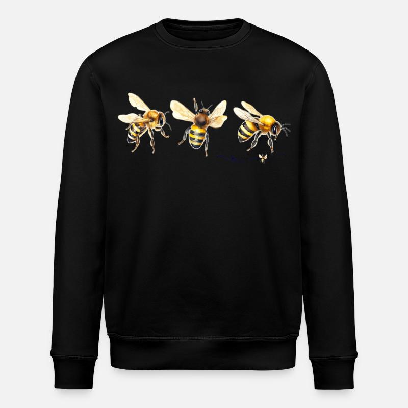 Wasserfarbene Honigbienen Trio - Stanley/Stella Unisex Bio-Sweatshirt ROLLER - Schwarz
