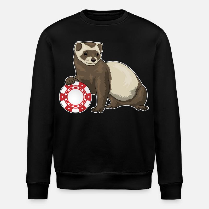 Frettchen Poker Pokerchips - Stanley/Stella Unisex Bio-Sweatshirt ROLLER - Schwarz