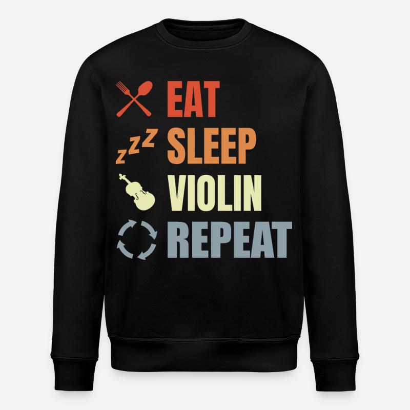 Essen Schlafen Violine Wiederholen - Stanley/Stella Unisex Bio-Sweatshirt ROLLER - Schwarz