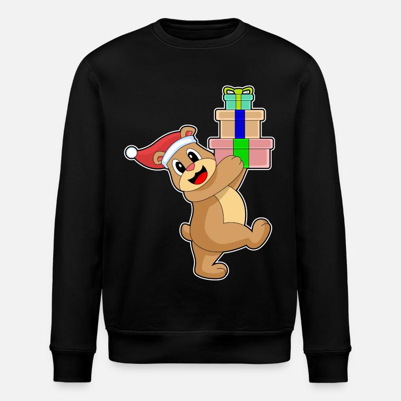 Bear Christmas Packages - Stanley/Stella ROLLER Unisex Organic Sweatshirt - black