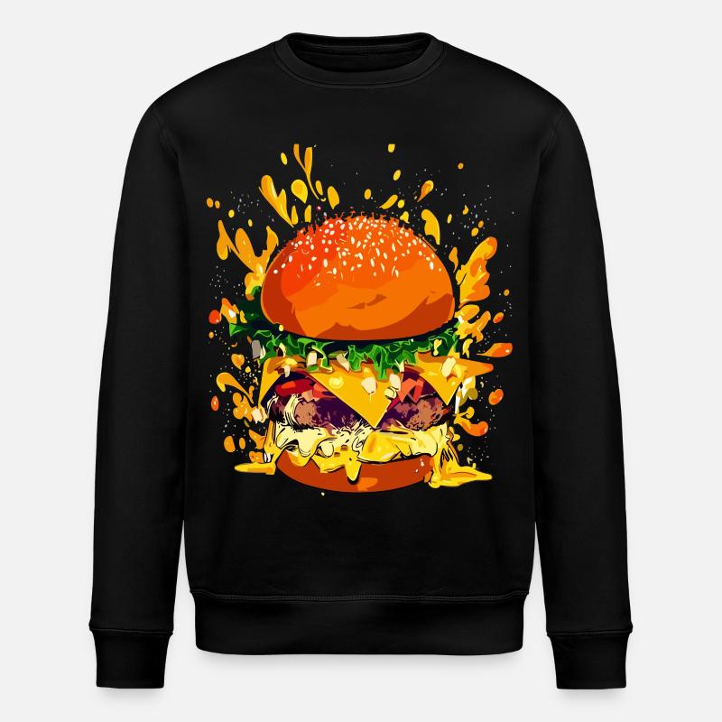 Extravaganter Cheeseburger mit Käse Splatter - Stanley/Stella Unisex Bio-Sweatshirt ROLLER - Schwarz